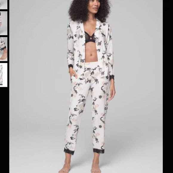 Soma Signature Lace Long Sleeve Notch Collar/Lace Crop Pajama Set Size XS/S - Picture 14 of 14